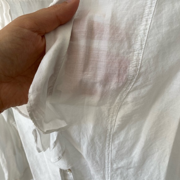 White H&M blouse with ruffle collar and roll-up sleeves - size 34 / 4 - Picture 8 of 9